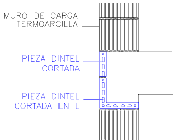 Pieza de Dintel cortada en L como encofrado perdido