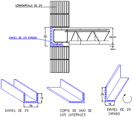 Pieza de Dintel cortada en L y girada